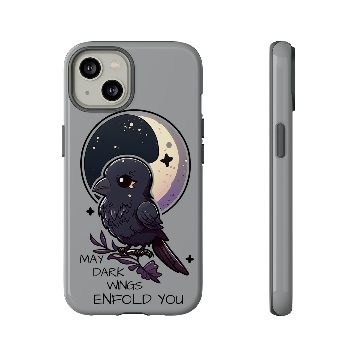 Raven Blessing Tough Phone Case Empath Protection Crowcore Witchcore Odin Edgar Allan Poe Cute Chibi Kawaii Goth Witchy Accessories Yamikawaii Cell Cover