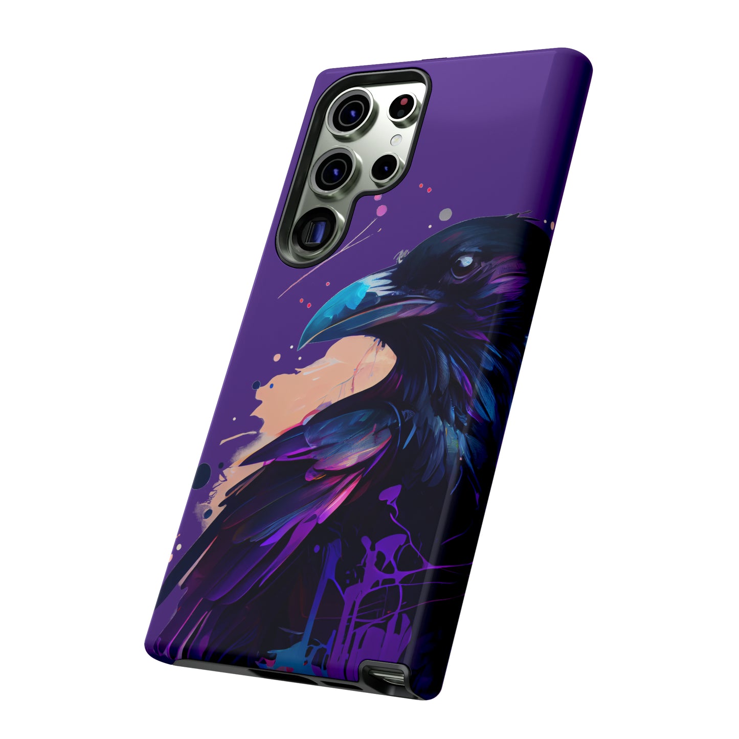 Purple Witchy Raven Print Phone Cover | Glossy Tough Cases iPhone Samsung Google Pixel