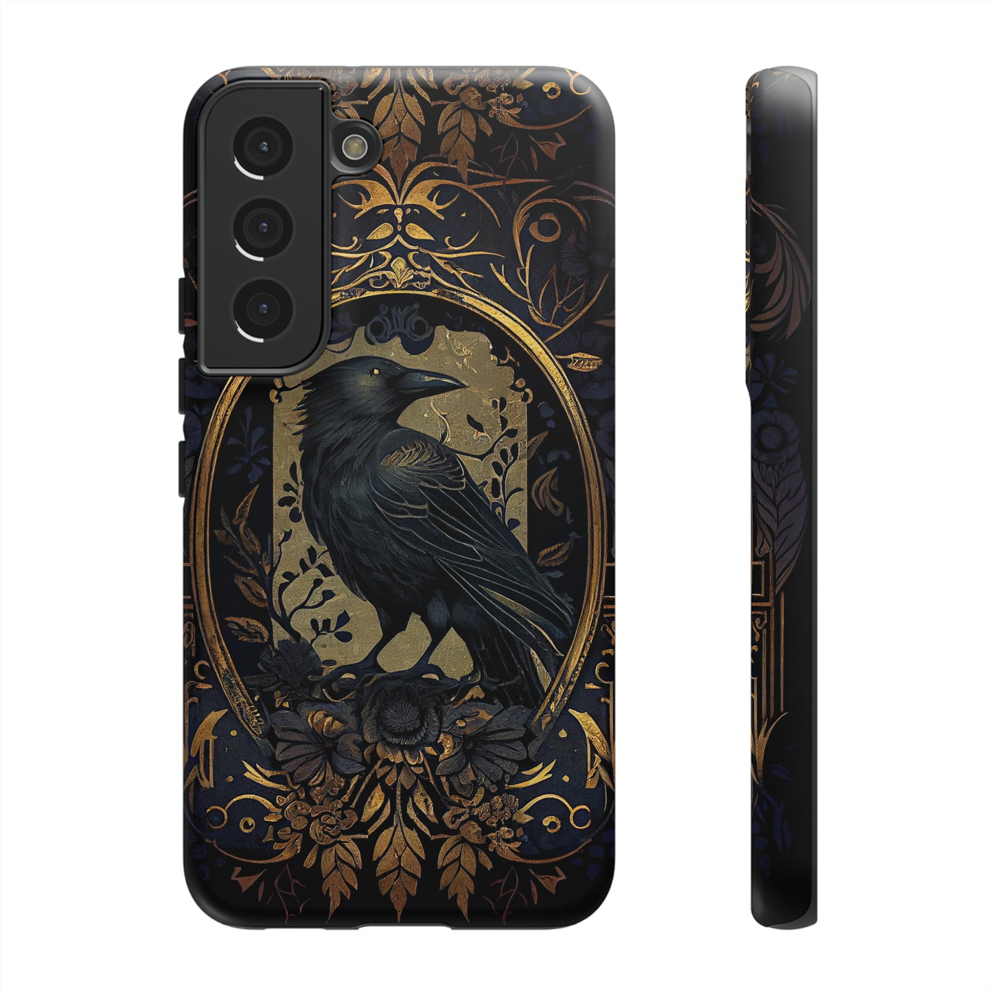 Golden Raven Guardian Phone Case | Elegant Gothic Style 2-layer Tough Phone Cases