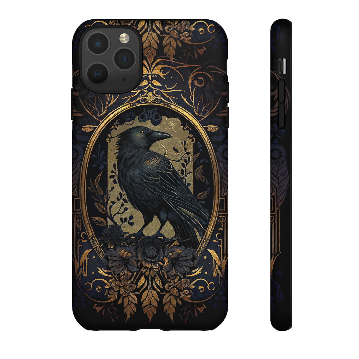 Golden Raven Guardian Phone Case | Elegant Gothic Style 2-layer Tough Phone Cases