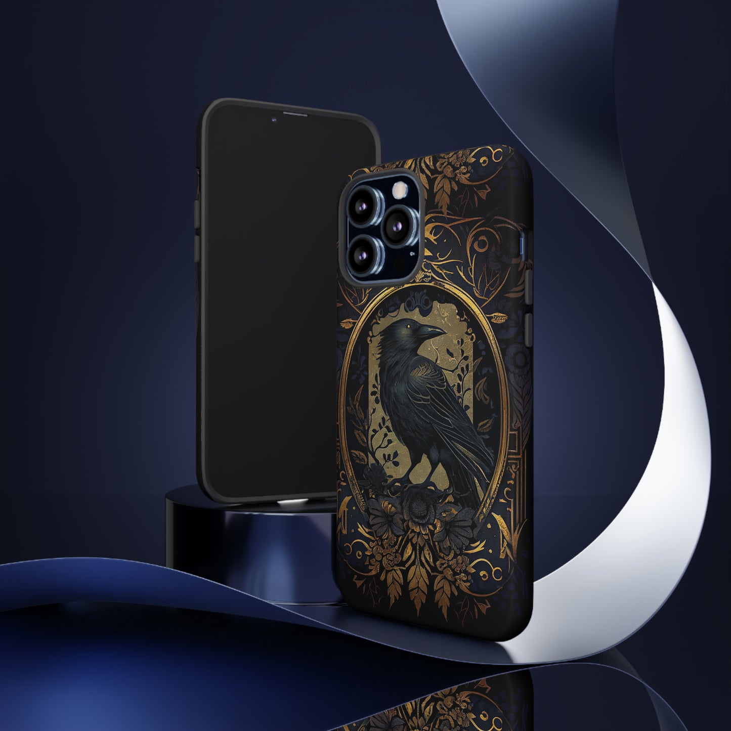 Golden Raven Guardian Phone Case | Elegant Gothic Style 2-layer Tough Phone Cases