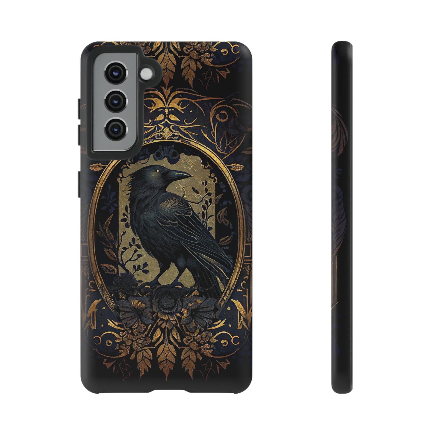 Golden Raven Guardian Phone Case | Elegant Gothic Style 2-layer Tough Phone Cases