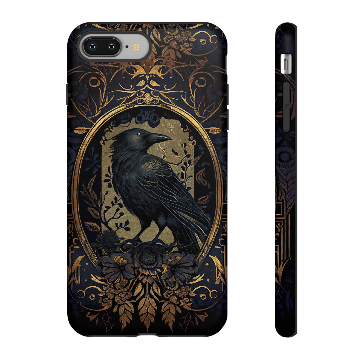 Golden Raven Guardian Phone Case | Elegant Gothic Style 2-layer Tough Phone Cases