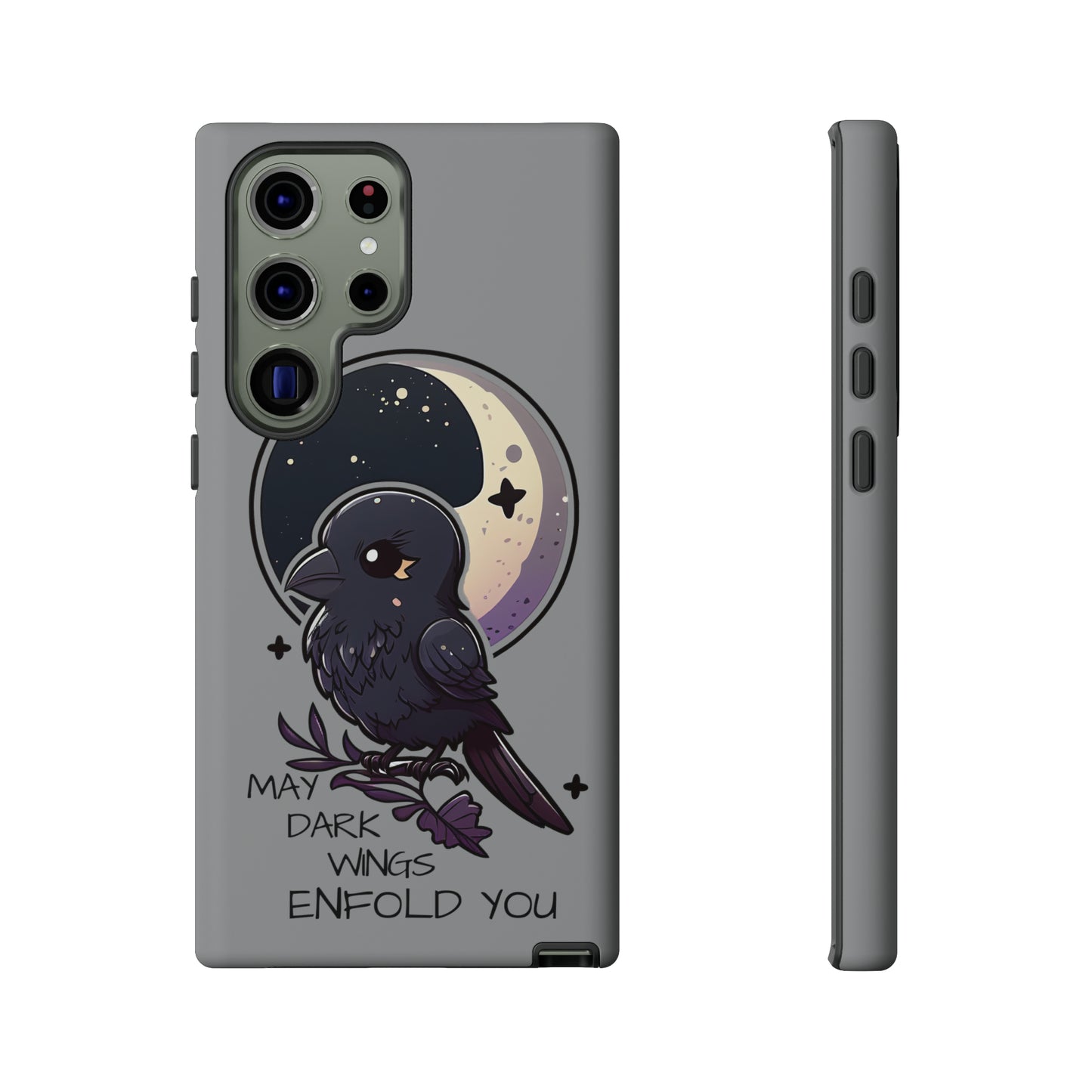 Raven Blessing Tough Phone Case Empath Protection Crowcore Witchcore Odin Edgar Allan Poe Cute Chibi Kawaii Goth Witchy Accessories Yamikawaii Cell Cover