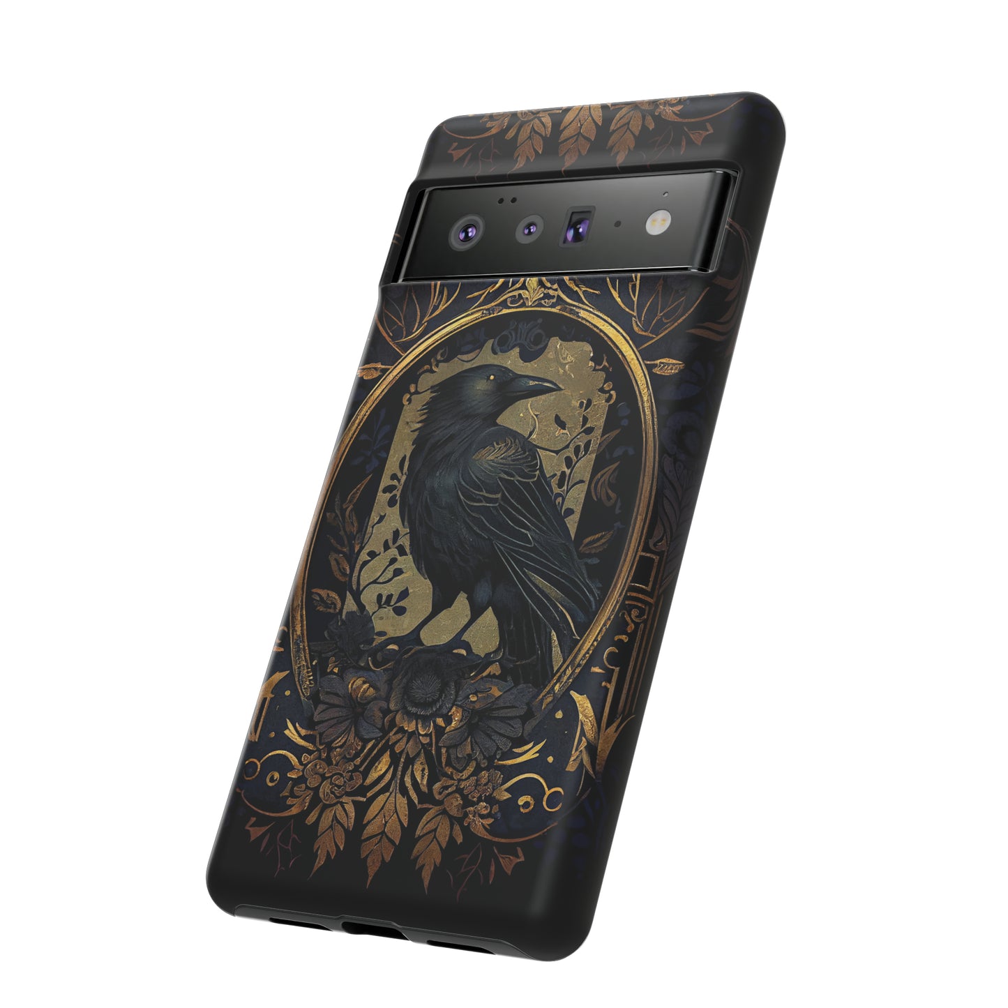 Golden Raven Guardian Phone Case | Elegant Gothic Style 2-layer Tough Phone Cases