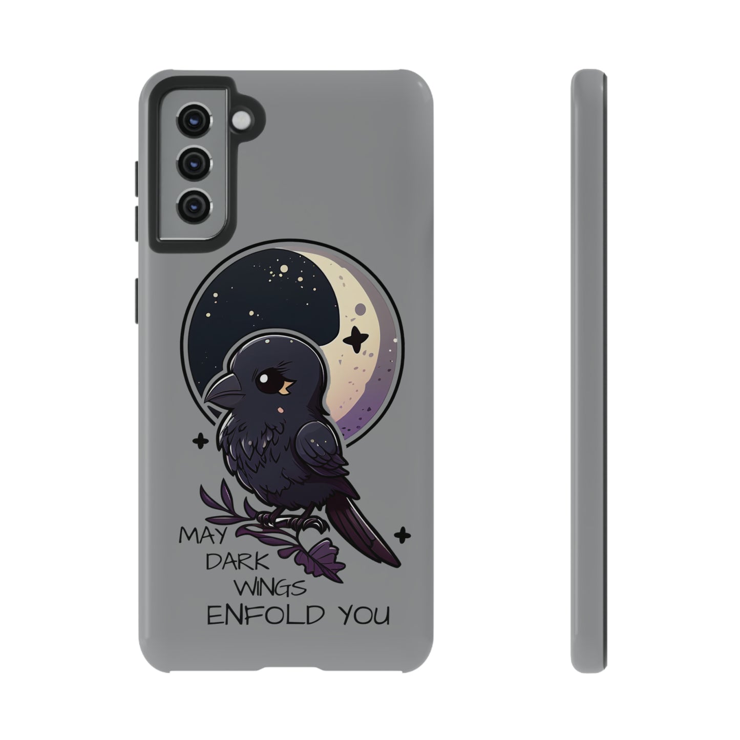 Raven Blessing Tough Phone Case Empath Protection Crowcore Witchcore Odin Edgar Allan Poe Cute Chibi Kawaii Goth Witchy Accessories Yamikawaii Cell Cover