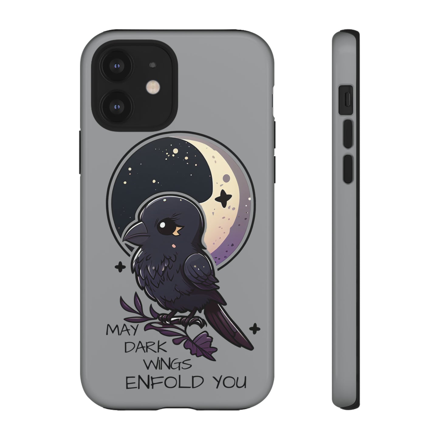 Raven Blessing Tough Phone Case Empath Protection Crowcore Witchcore Odin Edgar Allan Poe Cute Chibi Kawaii Goth Witchy Accessories Yamikawaii Cell Cover