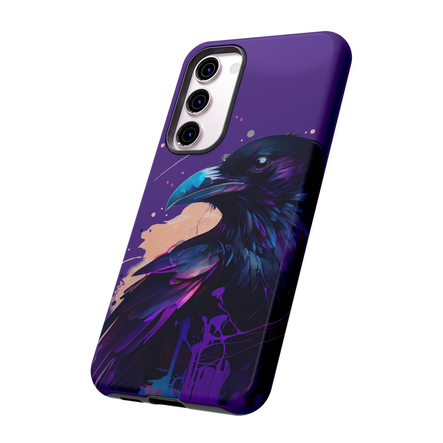 Purple Witchy Raven Print Phone Cover | Glossy Tough Cases iPhone Samsung Google Pixel