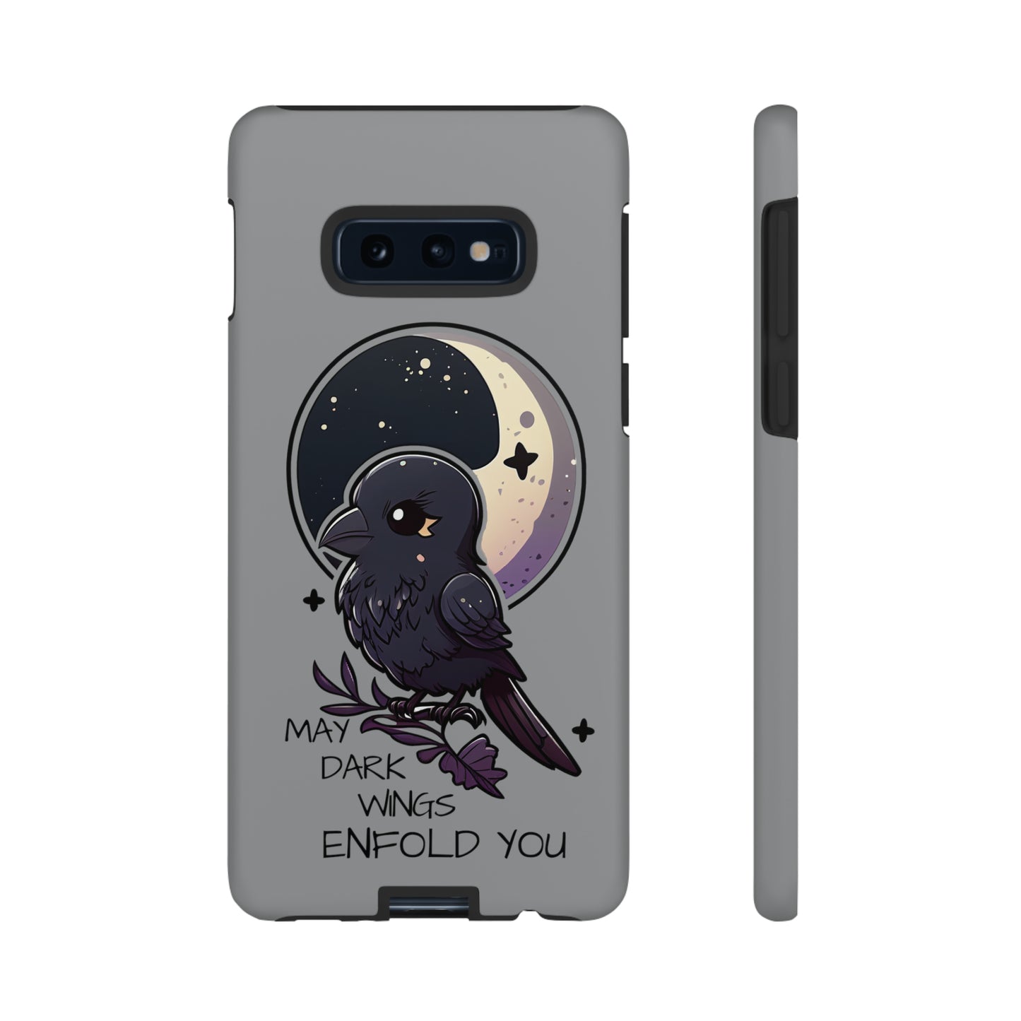 Raven Blessing Tough Phone Case Empath Protection Crowcore Witchcore Odin Edgar Allan Poe Cute Chibi Kawaii Goth Witchy Accessories Yamikawaii Cell Cover