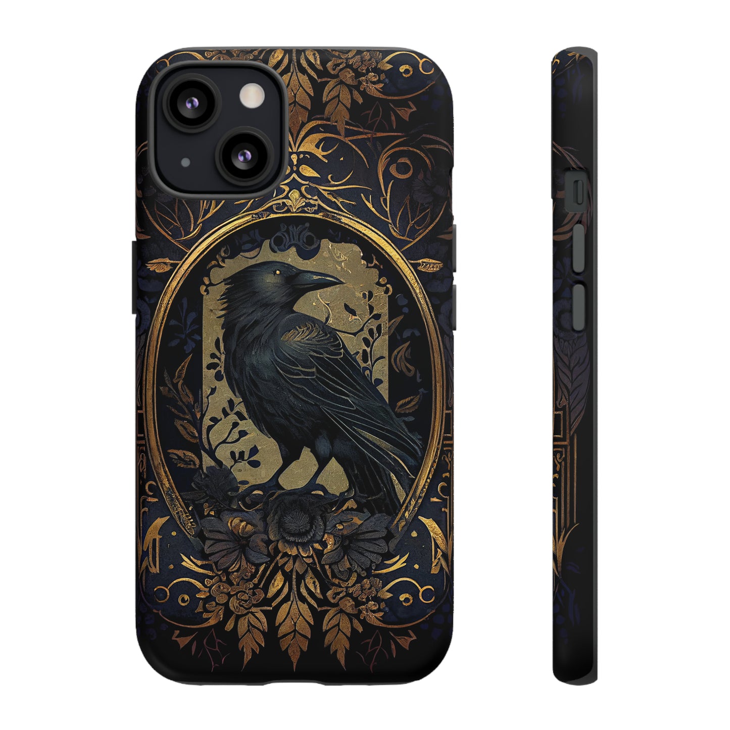 Golden Raven Guardian Phone Case | Elegant Gothic Style 2-layer Tough Phone Cases