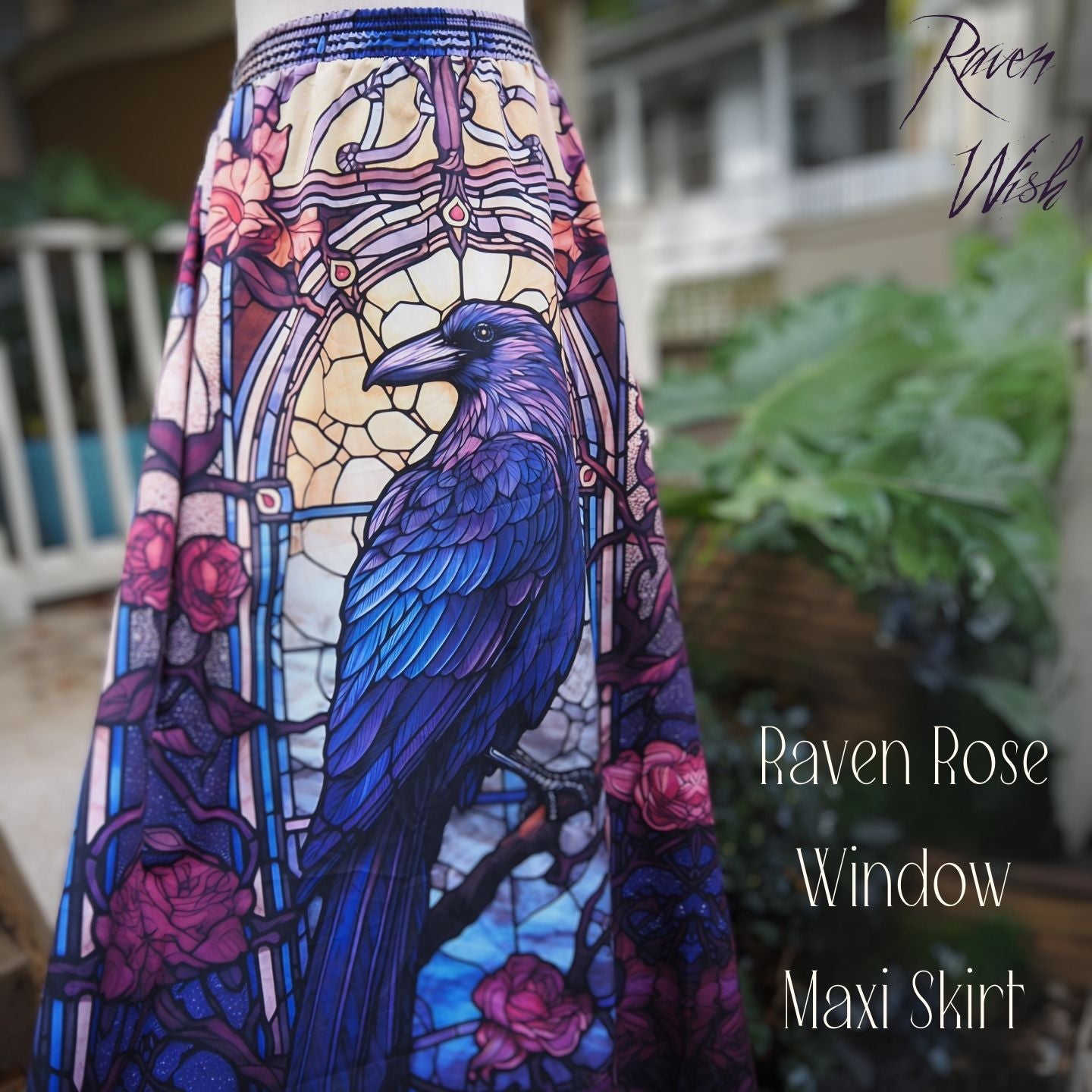 Rose Window Raven Maxi Skirt with Pockets