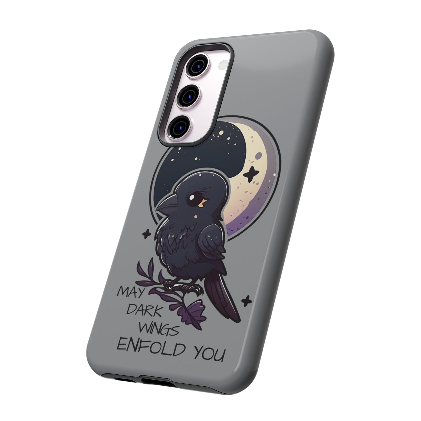 Raven Blessing Tough Phone Case Empath Protection Crowcore Witchcore Odin Edgar Allan Poe Cute Chibi Kawaii Goth Witchy Accessories Yamikawaii Cell Cover