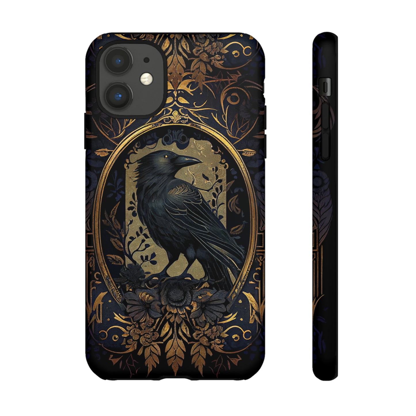 Golden Raven Guardian Phone Case | Elegant Gothic Style 2-layer Tough Phone Cases