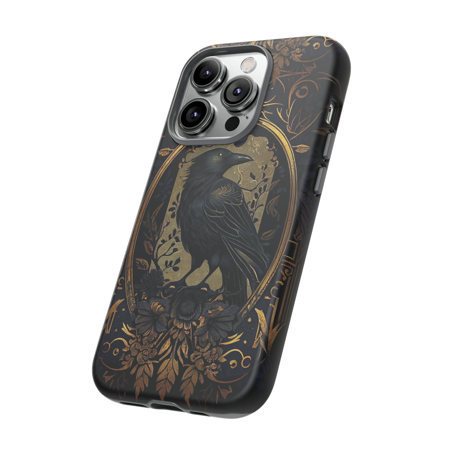 Golden Raven Guardian Phone Case | Elegant Gothic Style 2-layer Tough Phone Cases