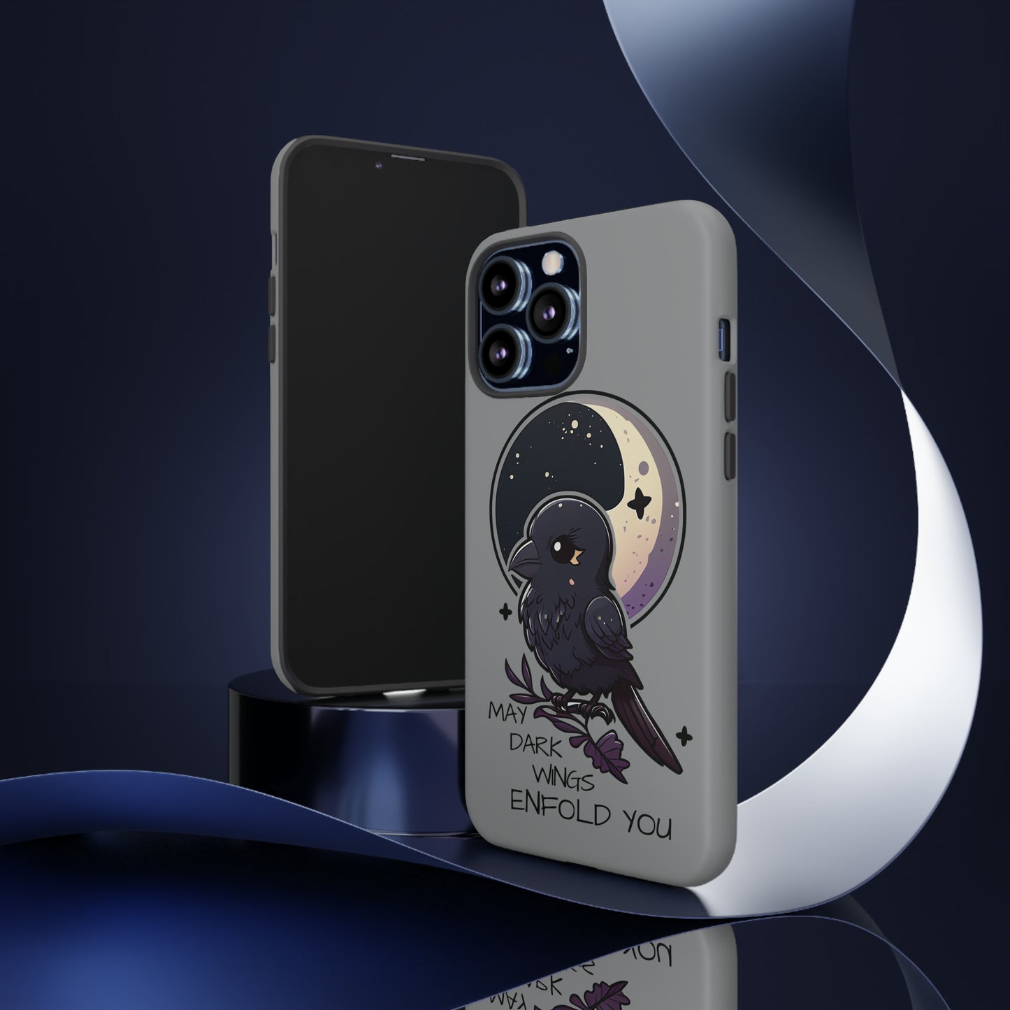 Raven Blessing Tough Phone Case Empath Protection Crowcore Witchcore Odin Edgar Allan Poe Cute Chibi Kawaii Goth Witchy Accessories Yamikawaii Cell Cover