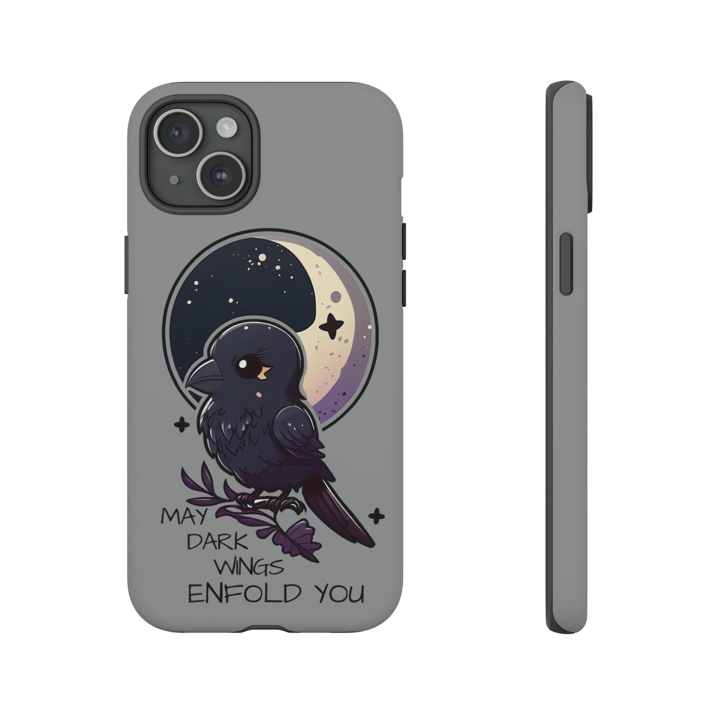 Raven Blessing Tough Phone Case Empath Protection Crowcore Witchcore Odin Edgar Allan Poe Cute Chibi Kawaii Goth Witchy Accessories Yamikawaii Cell Cover