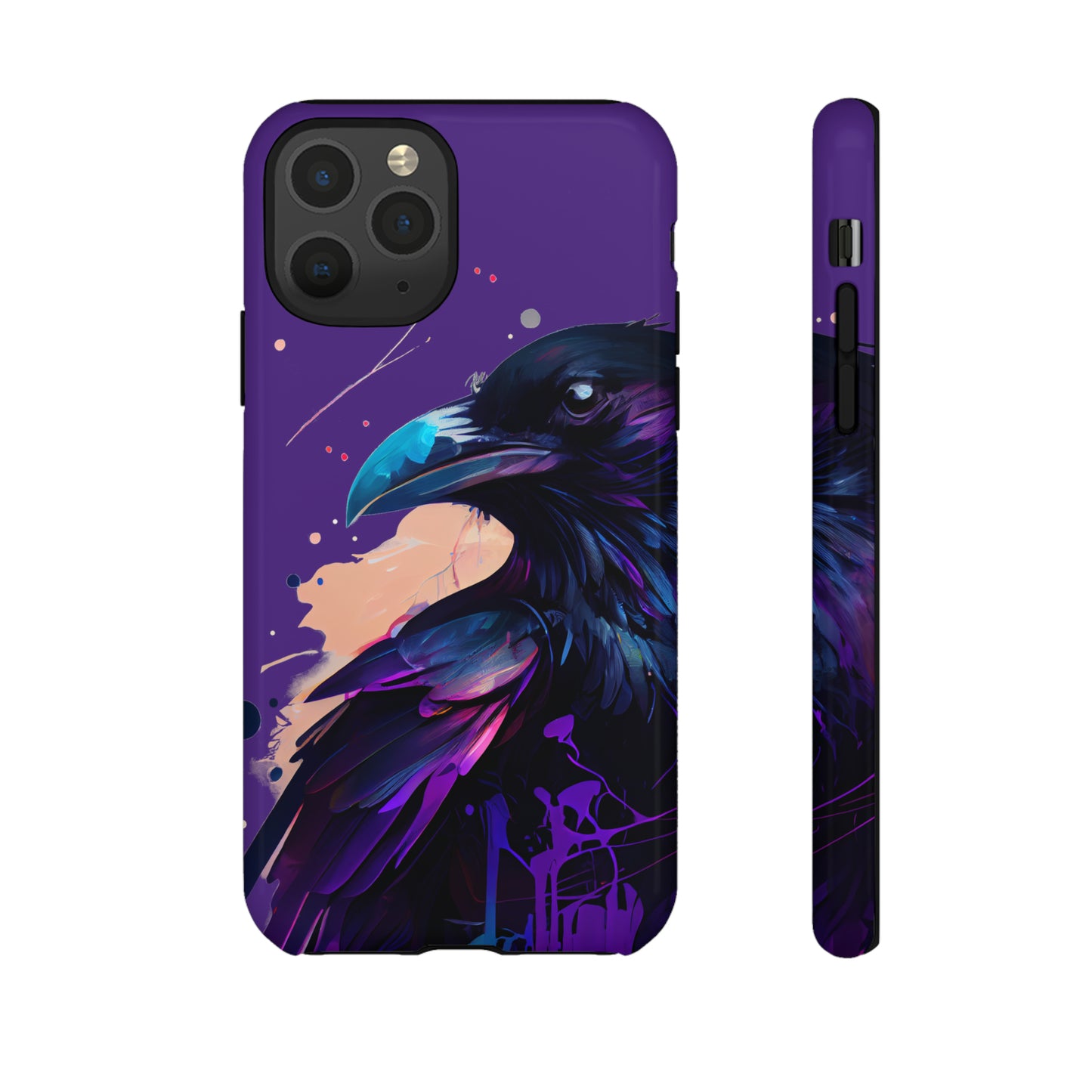 Purple Witchy Raven Print Phone Cover | Glossy Tough Cases iPhone Samsung Google Pixel