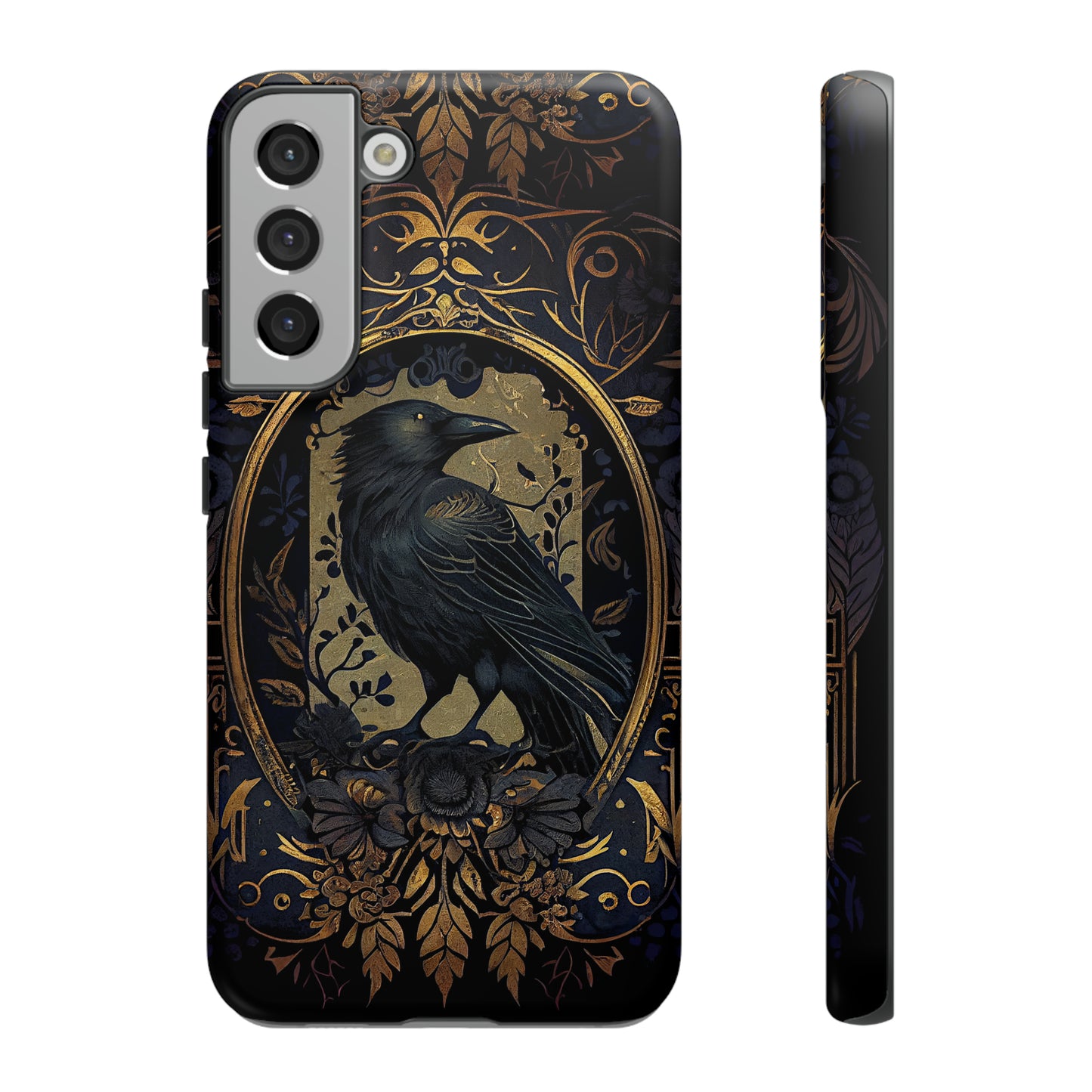 Golden Raven Guardian Phone Case | Elegant Gothic Style 2-layer Tough Phone Cases