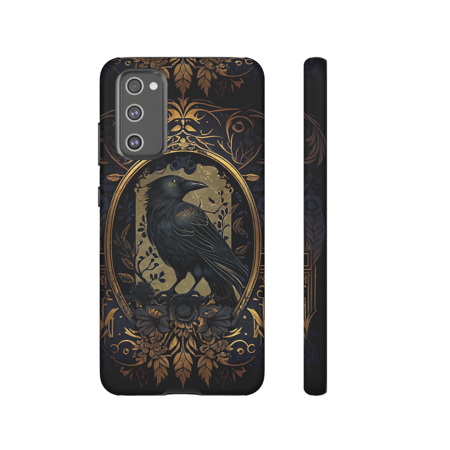 Golden Raven Guardian Phone Case | Elegant Gothic Style 2-layer Tough Phone Cases