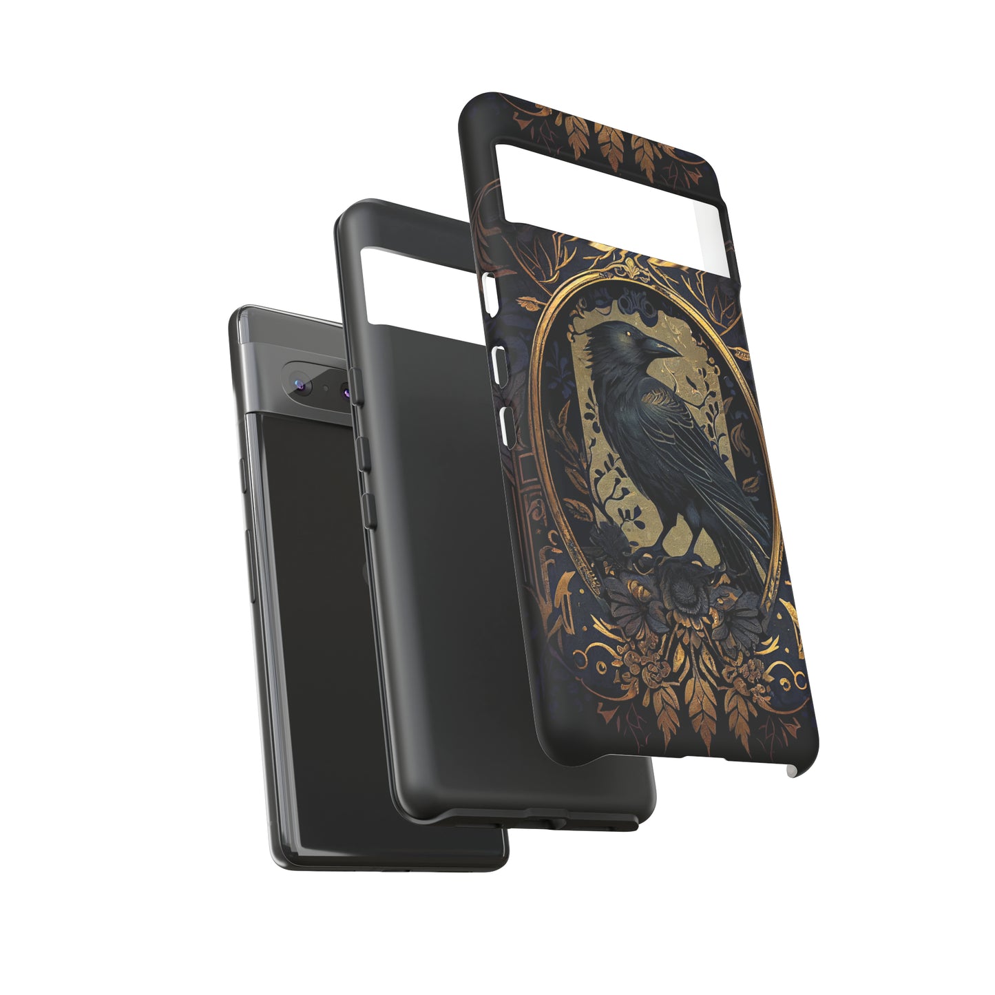 Golden Raven Guardian Phone Case | Elegant Gothic Style 2-layer Tough Phone Cases