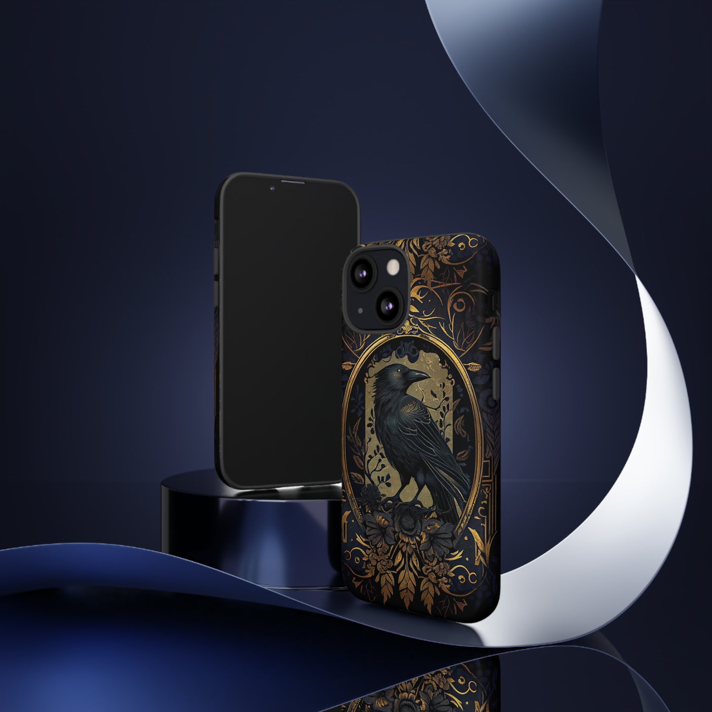 Golden Raven Guardian Phone Case | Elegant Gothic Style 2-layer Tough Phone Cases