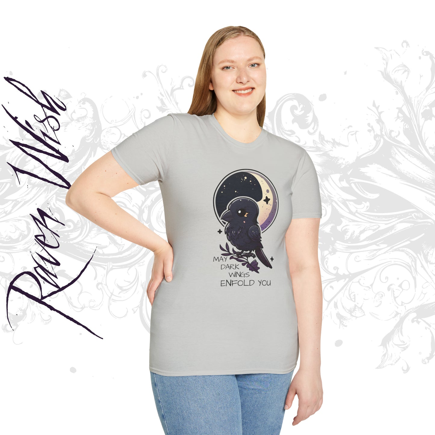 Raven Blessing Tshirt Empath Protection Shirt Crowcore Witchcore Odin Edgar Allan Poe Cute Chibi Kawaii Goth Witchy Clothes Yamikawaii Alt Clothing