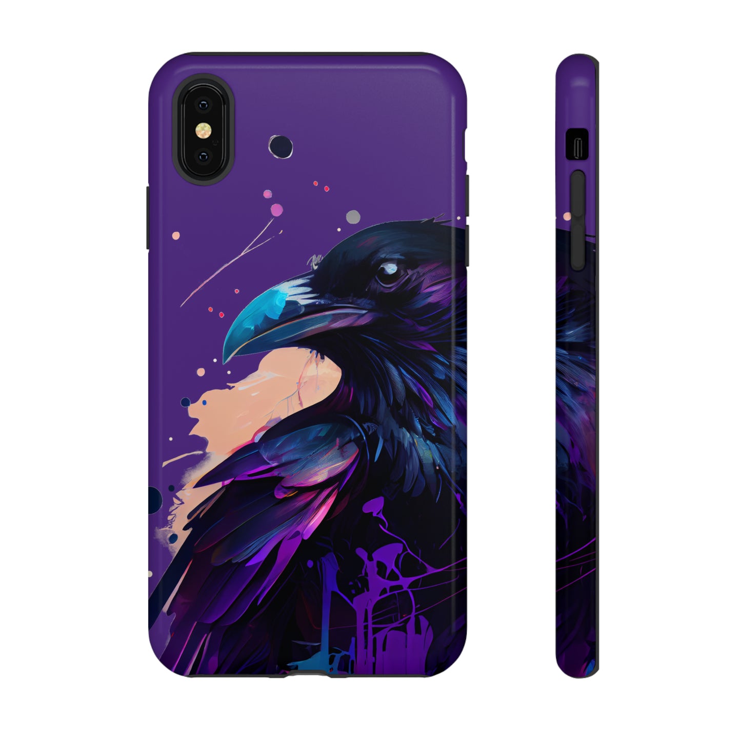 Purple Witchy Raven Print Phone Cover | Glossy Tough Cases iPhone Samsung Google Pixel