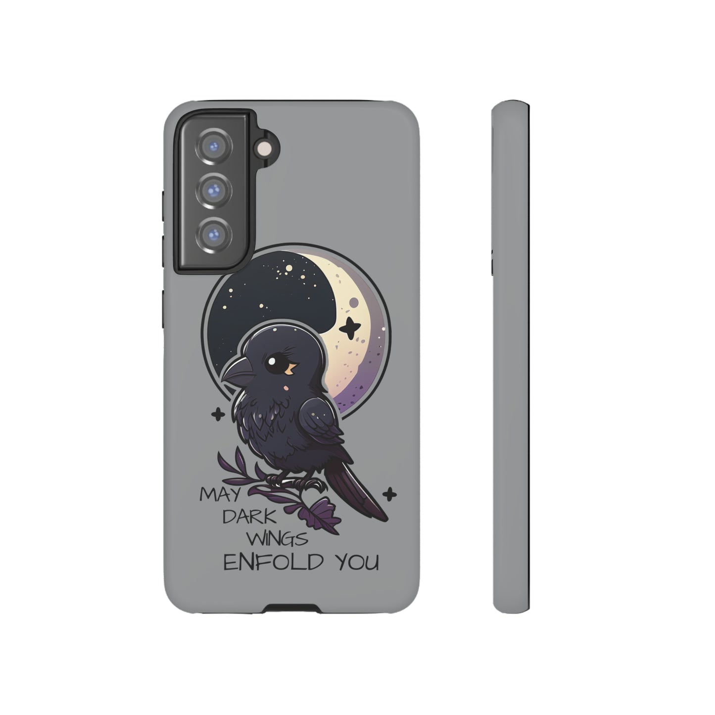 Raven Blessing Tough Phone Case Empath Protection Crowcore Witchcore Odin Edgar Allan Poe Cute Chibi Kawaii Goth Witchy Accessories Yamikawaii Cell Cover