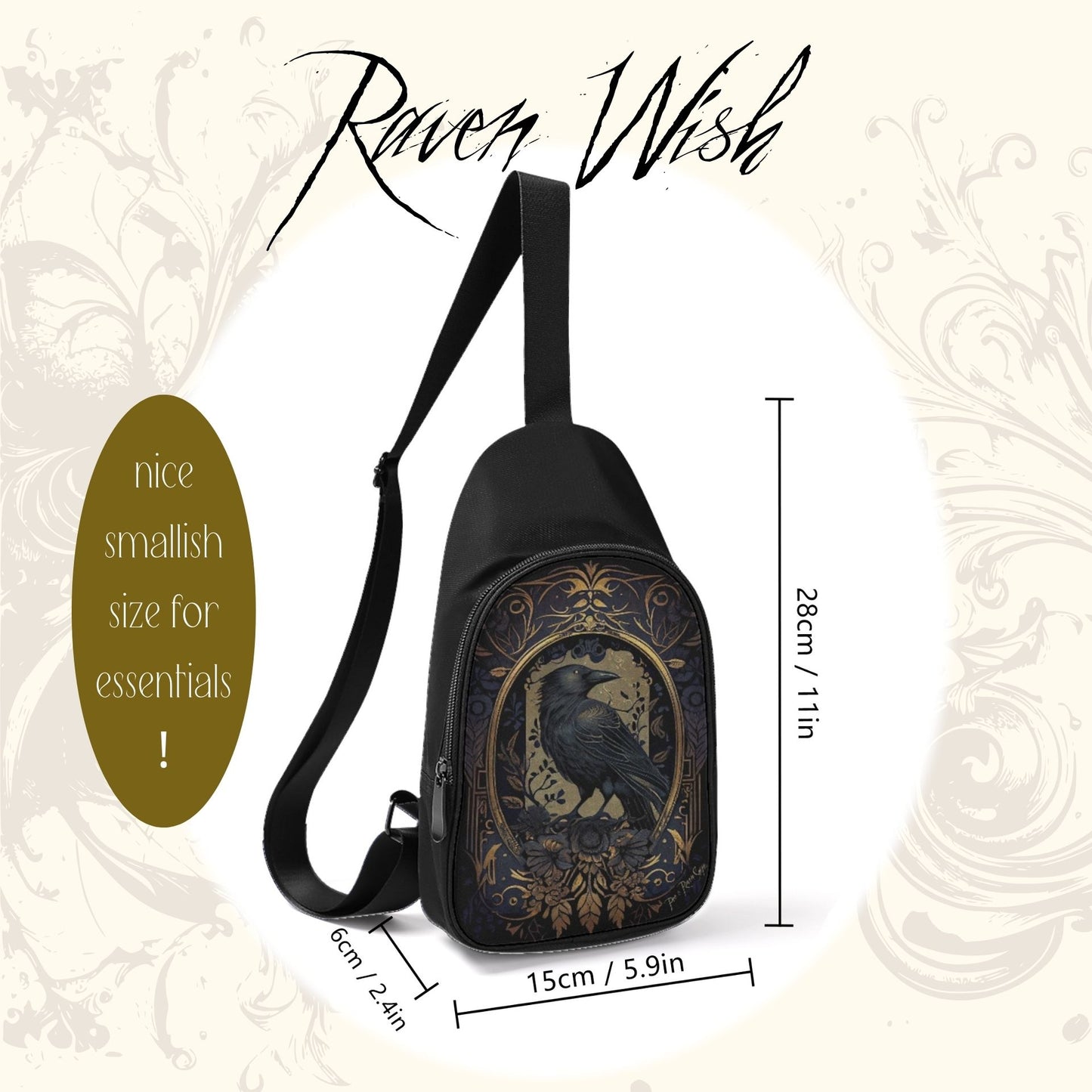 Golden Raven Guardian Crossbody Bag | a Little Steampunk Elegance for Everyday