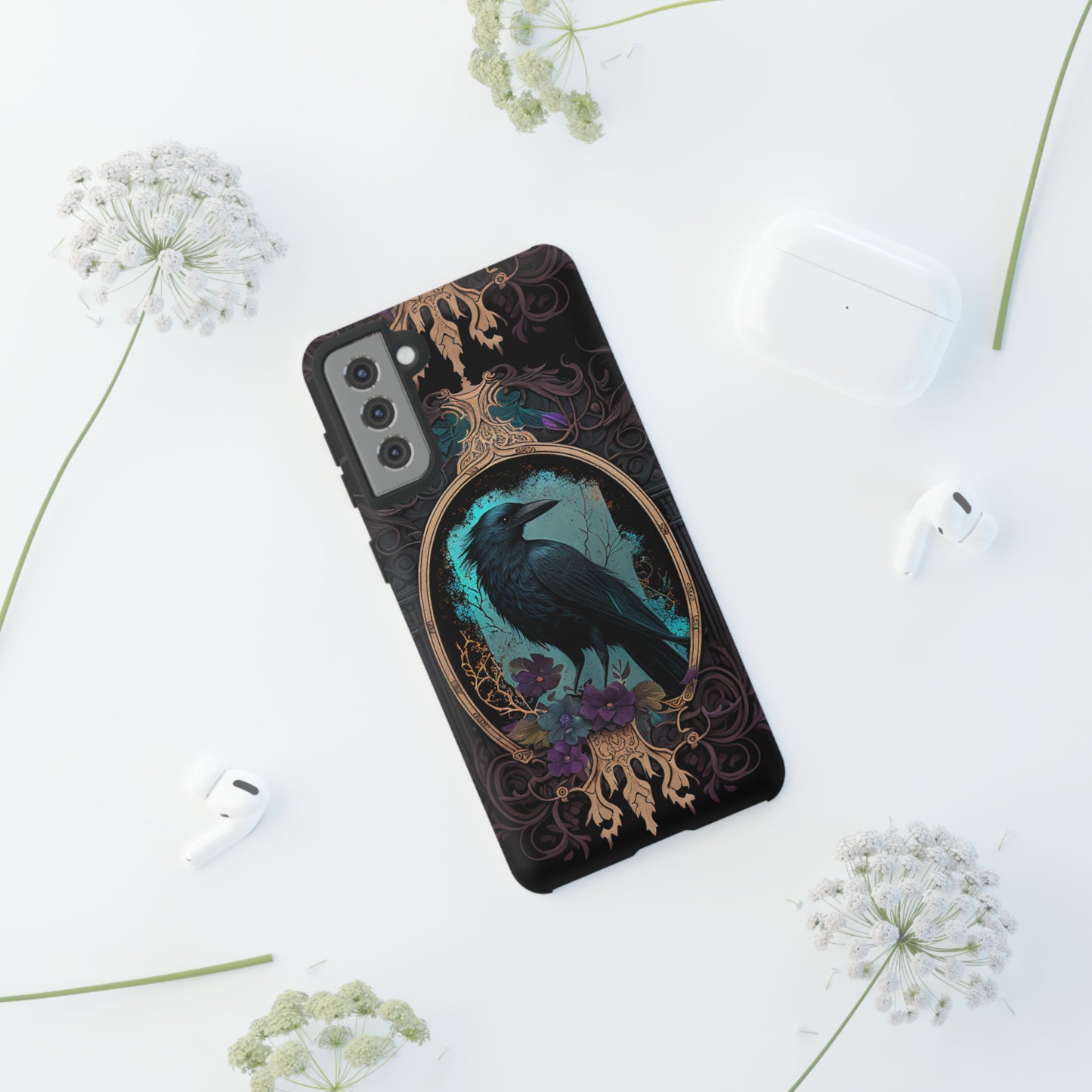 Blue Goth Raven iPhone Samsung and Google Pixel Phone cases!