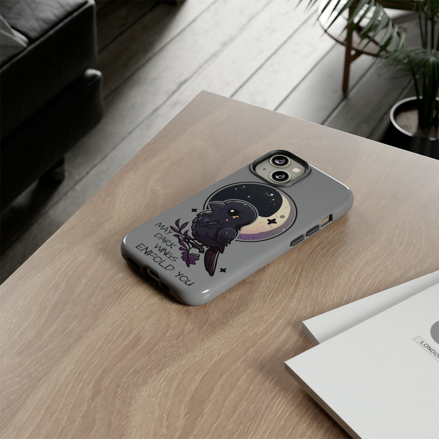 Raven Blessing Tough Phone Case Empath Protection Crowcore Witchcore Odin Edgar Allan Poe Cute Chibi Kawaii Goth Witchy Accessories Yamikawaii Cell Cover