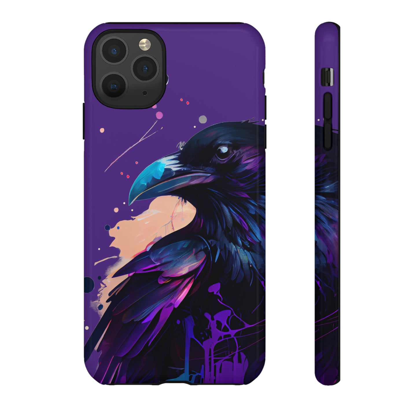 Purple Witchy Raven Print Phone Cover | Glossy Tough Cases iPhone Samsung Google Pixel