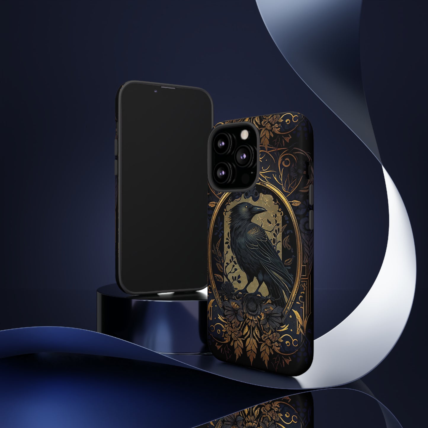 Golden Raven Guardian Phone Case | Elegant Gothic Style 2-layer Tough Phone Cases