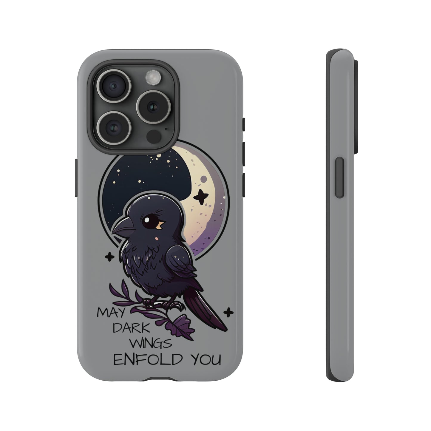 Raven Blessing Tough Phone Case Empath Protection Crowcore Witchcore Odin Edgar Allan Poe Cute Chibi Kawaii Goth Witchy Accessories Yamikawaii Cell Cover