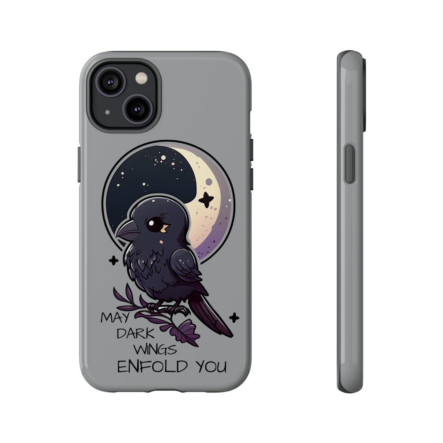 Raven Blessing Tough Phone Case Empath Protection Crowcore Witchcore Odin Edgar Allan Poe Cute Chibi Kawaii Goth Witchy Accessories Yamikawaii Cell Cover