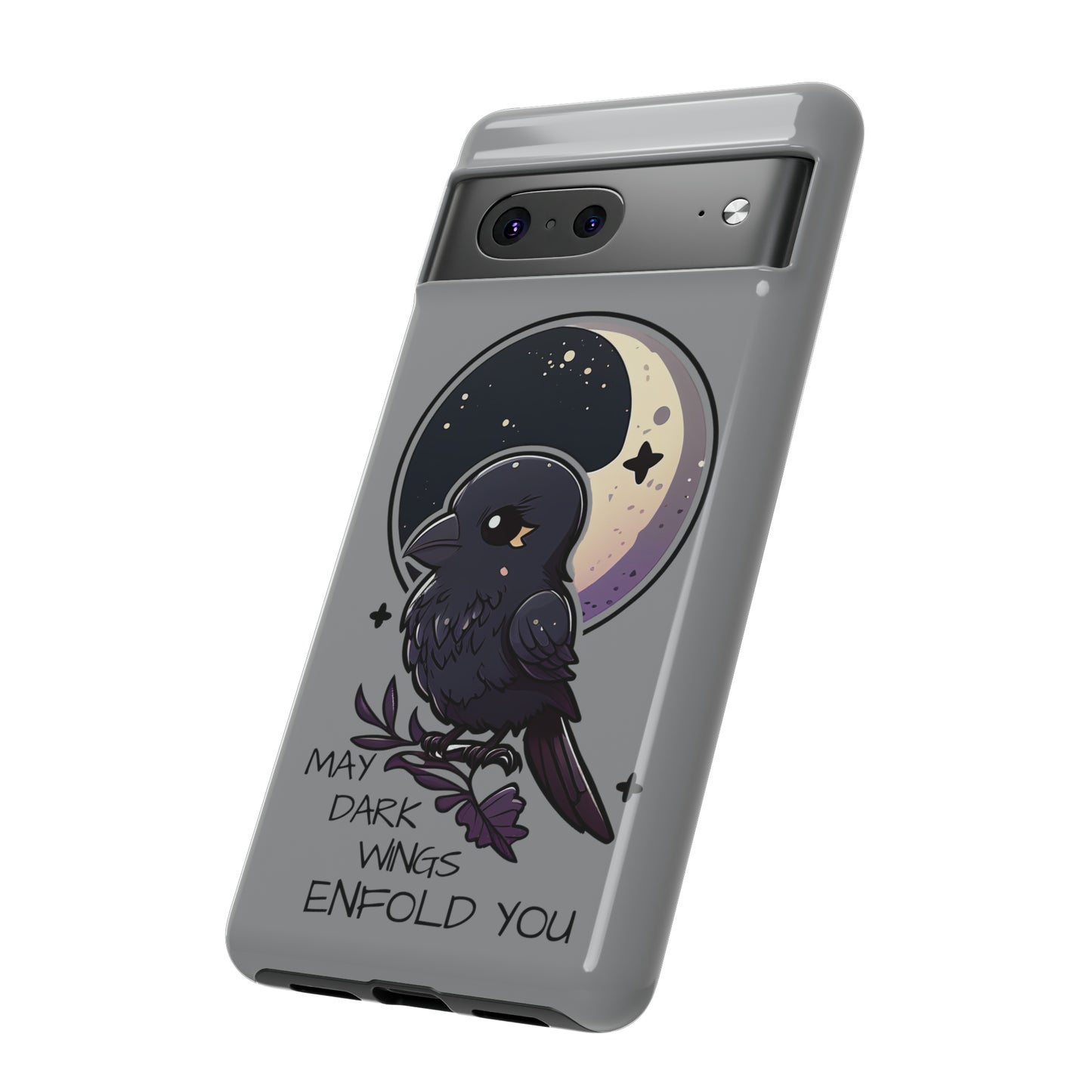 Raven Blessing Tough Phone Case Empath Protection Crowcore Witchcore Odin Edgar Allan Poe Cute Chibi Kawaii Goth Witchy Accessories Yamikawaii Cell Cover