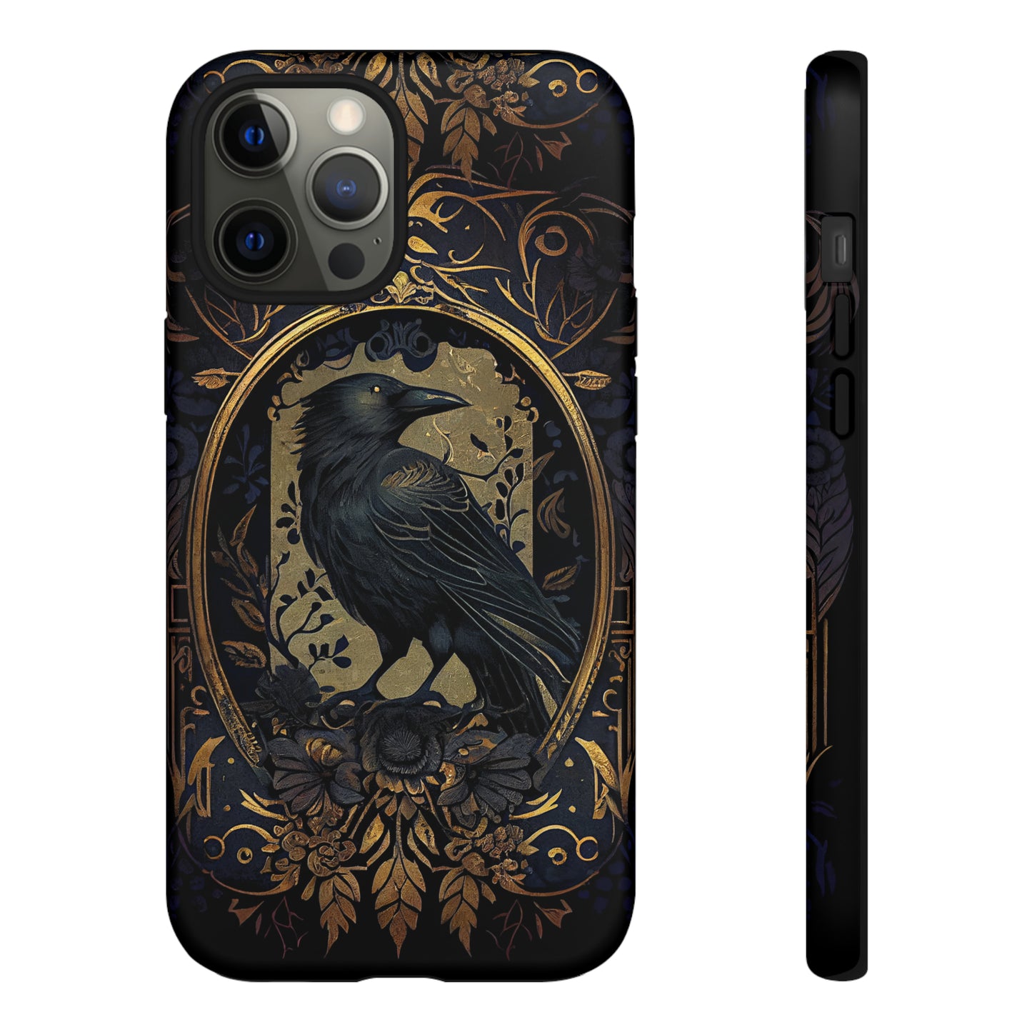 Golden Raven Guardian Phone Case | Elegant Gothic Style 2-layer Tough Phone Cases