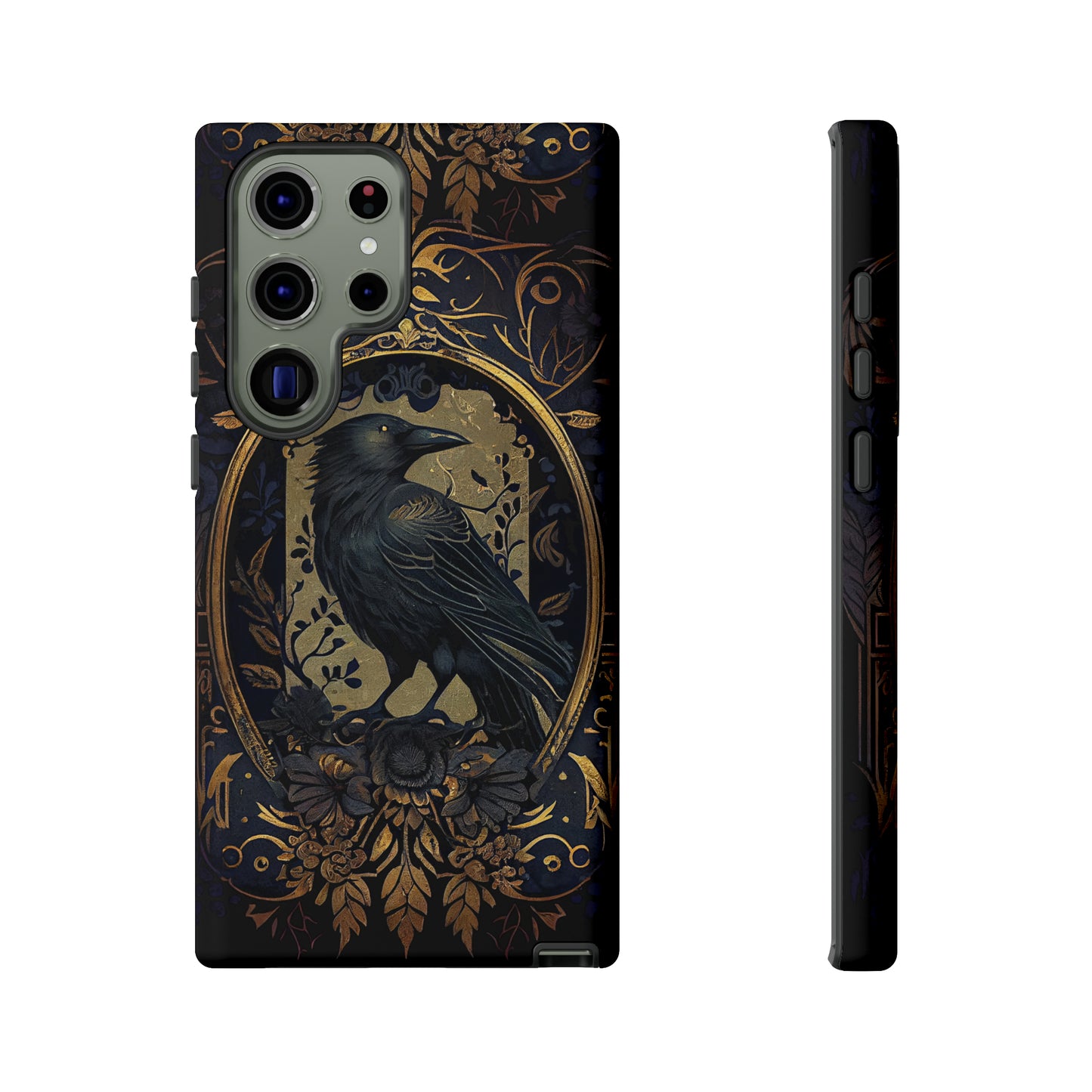 Golden Raven Guardian Phone Case | Elegant Gothic Style 2-layer Tough Phone Cases