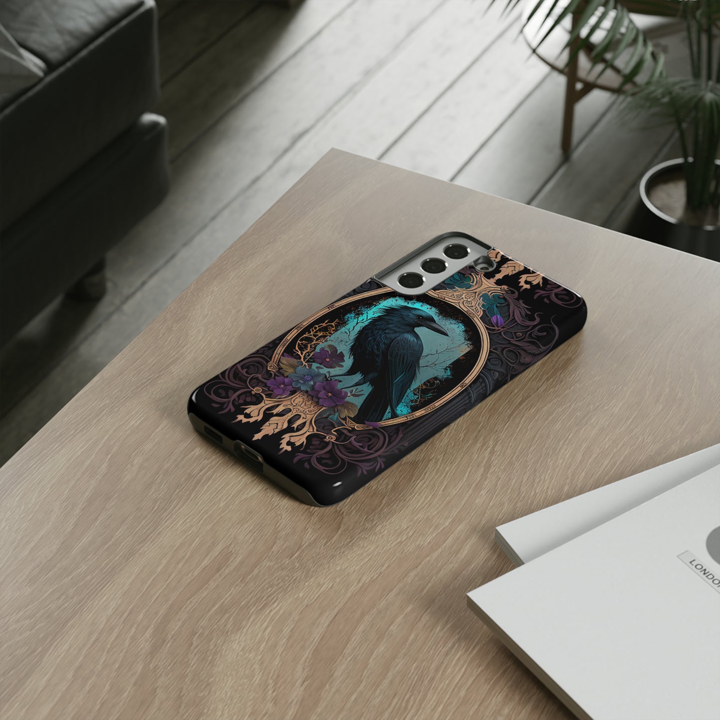 Blue Goth Raven iPhone Samsung and Google Pixel Phone cases!