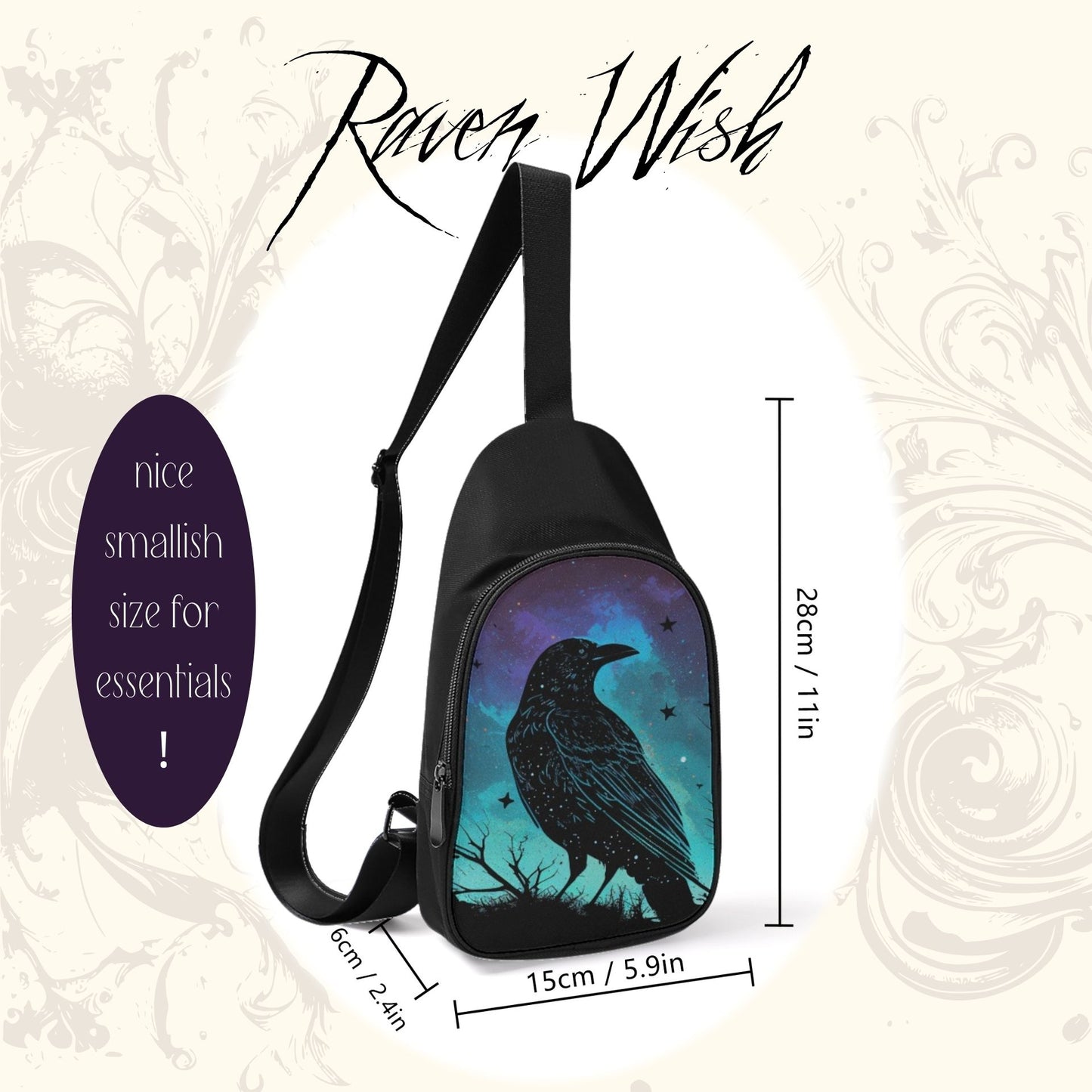 Galaxy Raven Spirit Crossbody Bag | Mythic Cosmic Crow Purse