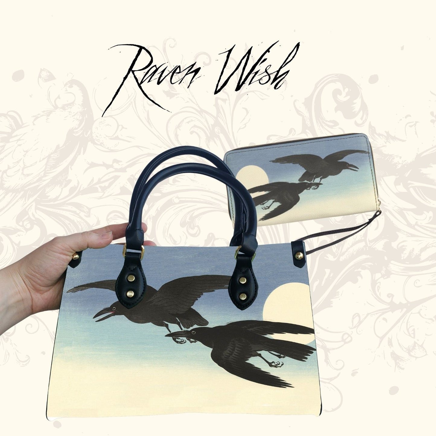 Flying Crows Zip Wallet Clutch Wallet as the crow flies bird blackbird blue buy crow clutch coin pouch crow crow on it crows cute crow flying flying crow flying raven hand strap handbag Koson Koson Collection mini Ohara Koson pleather pretty crows purse put a bird on it sky the best crow things with crows ukiyo-e vegan vegan leather vintage art wallet where can I buy crow where can I get crow wristlet zipper