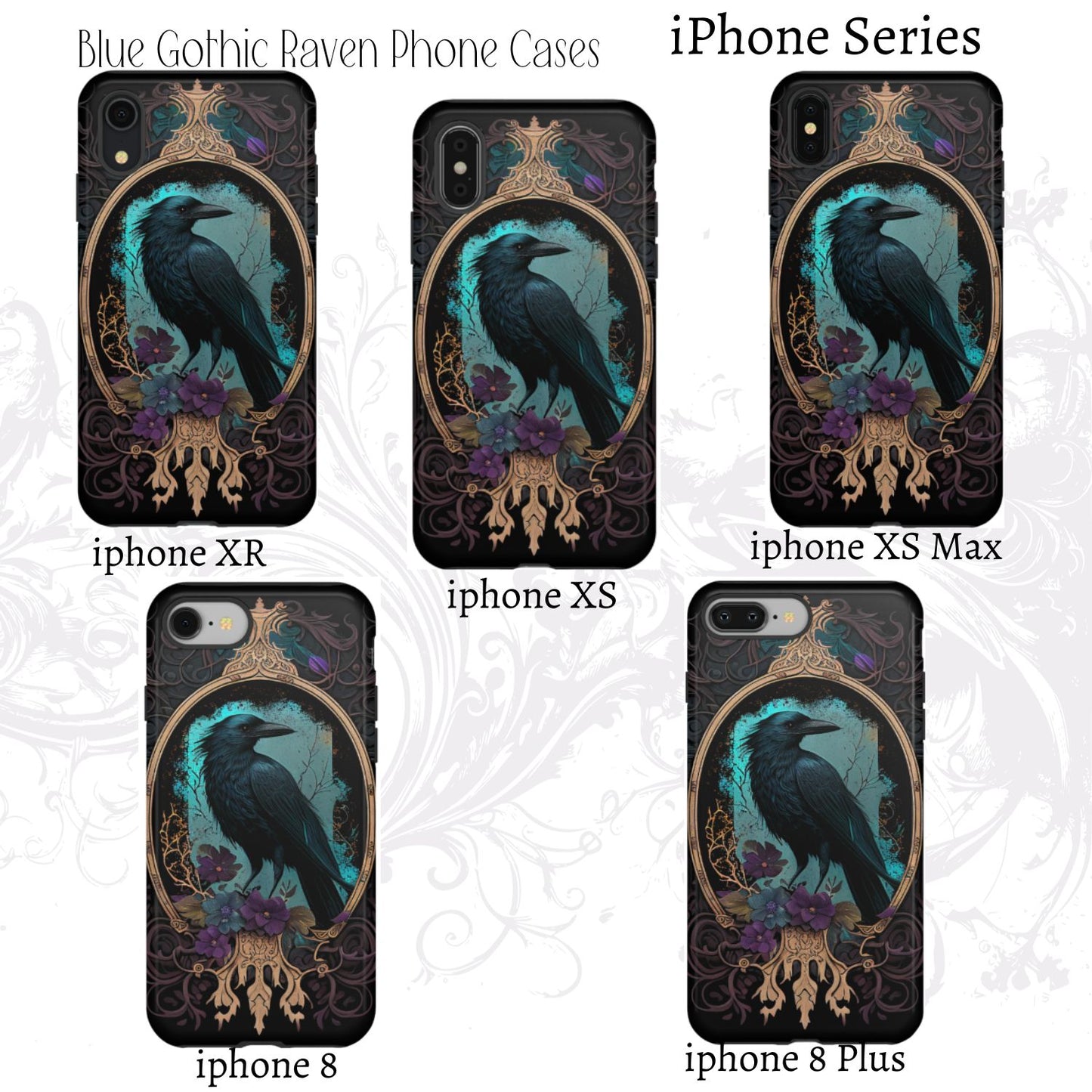 Blue Goth Raven iPhone Samsung and Google Pixel Phone cases!