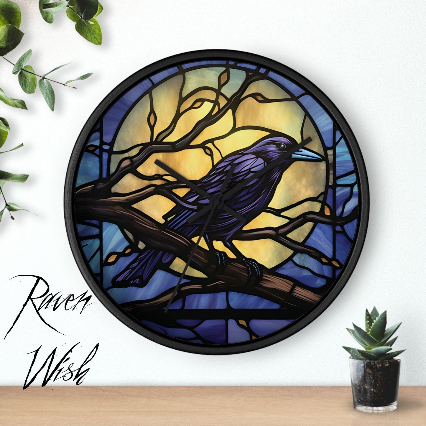 Indigo Moon Raven Wall Art Clock