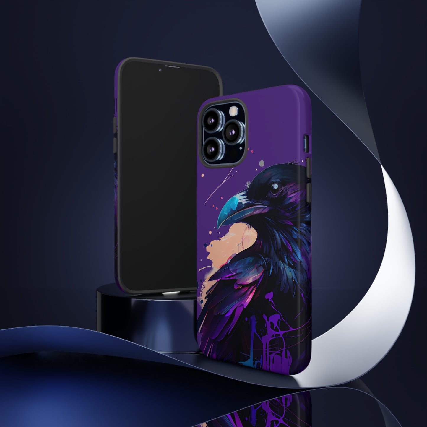 Purple Witchy Raven Print Phone Cover | Glossy Tough Cases iPhone Samsung Google Pixel