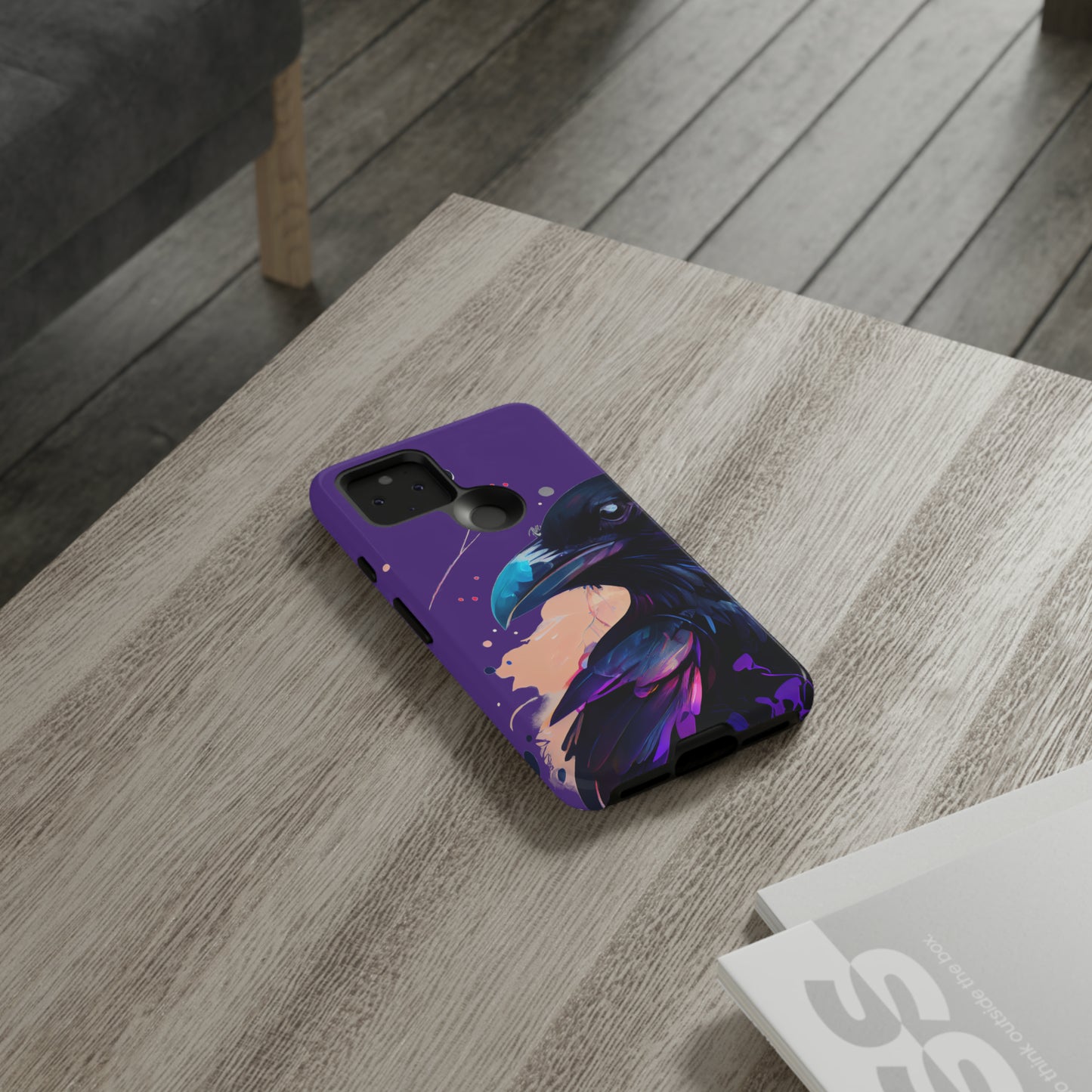 Purple Witchy Raven Print Phone Cover | Glossy Tough Cases iPhone Samsung Google Pixel