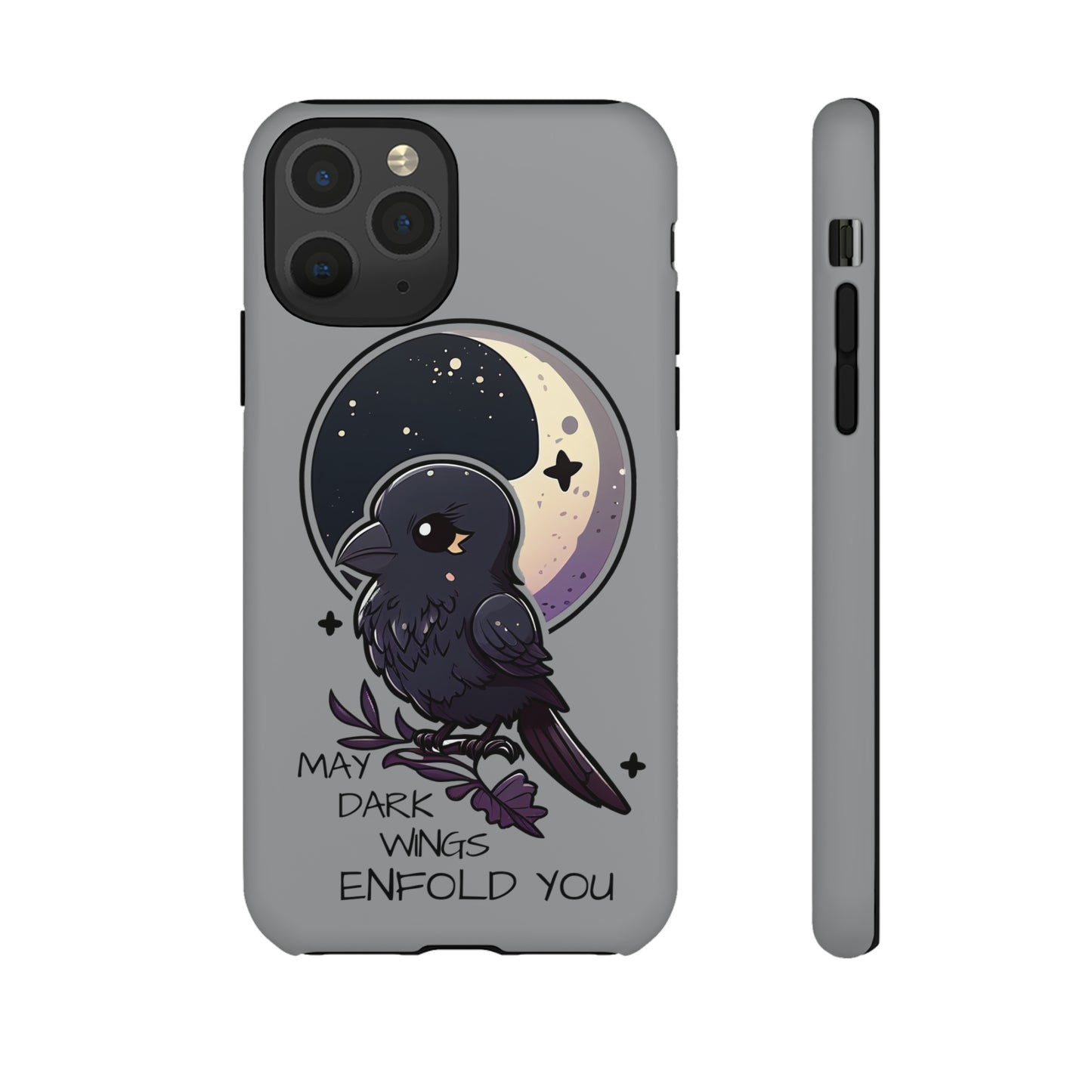 Raven Blessing Tough Phone Case Empath Protection Crowcore Witchcore Odin Edgar Allan Poe Cute Chibi Kawaii Goth Witchy Accessories Yamikawaii Cell Cover