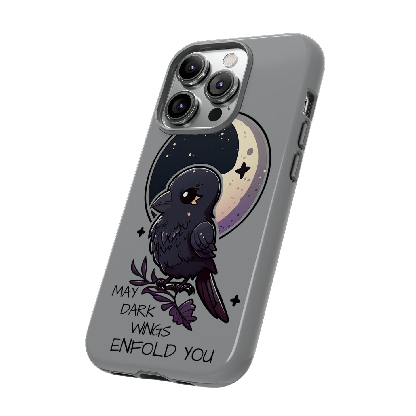 Raven Blessing Tough Phone Case Empath Protection Crowcore Witchcore Odin Edgar Allan Poe Cute Chibi Kawaii Goth Witchy Accessories Yamikawaii Cell Cover