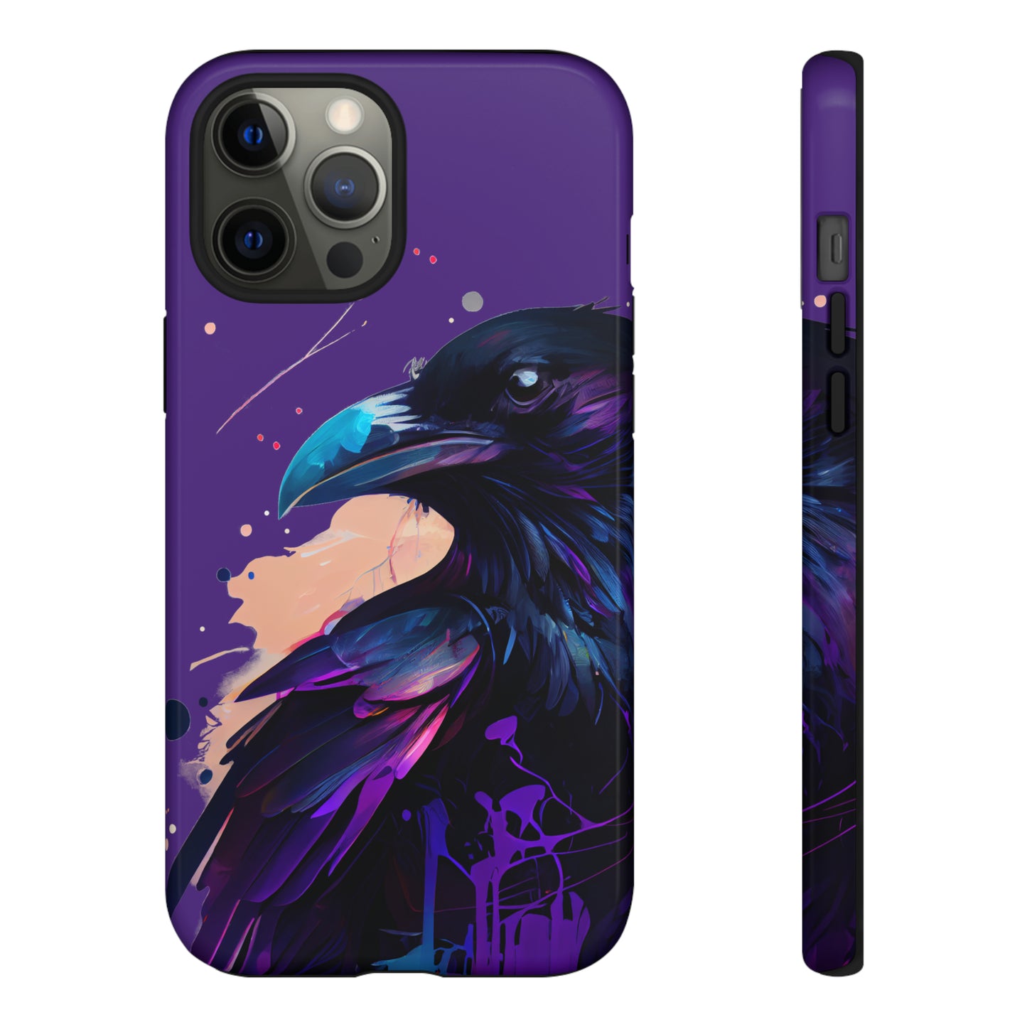 Purple Witchy Raven Print Phone Cover | Glossy Tough Cases iPhone Samsung Google Pixel