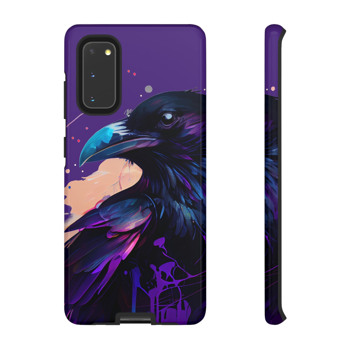 Purple Witchy Raven Print Phone Cover | Glossy Tough Cases iPhone Samsung Google Pixel