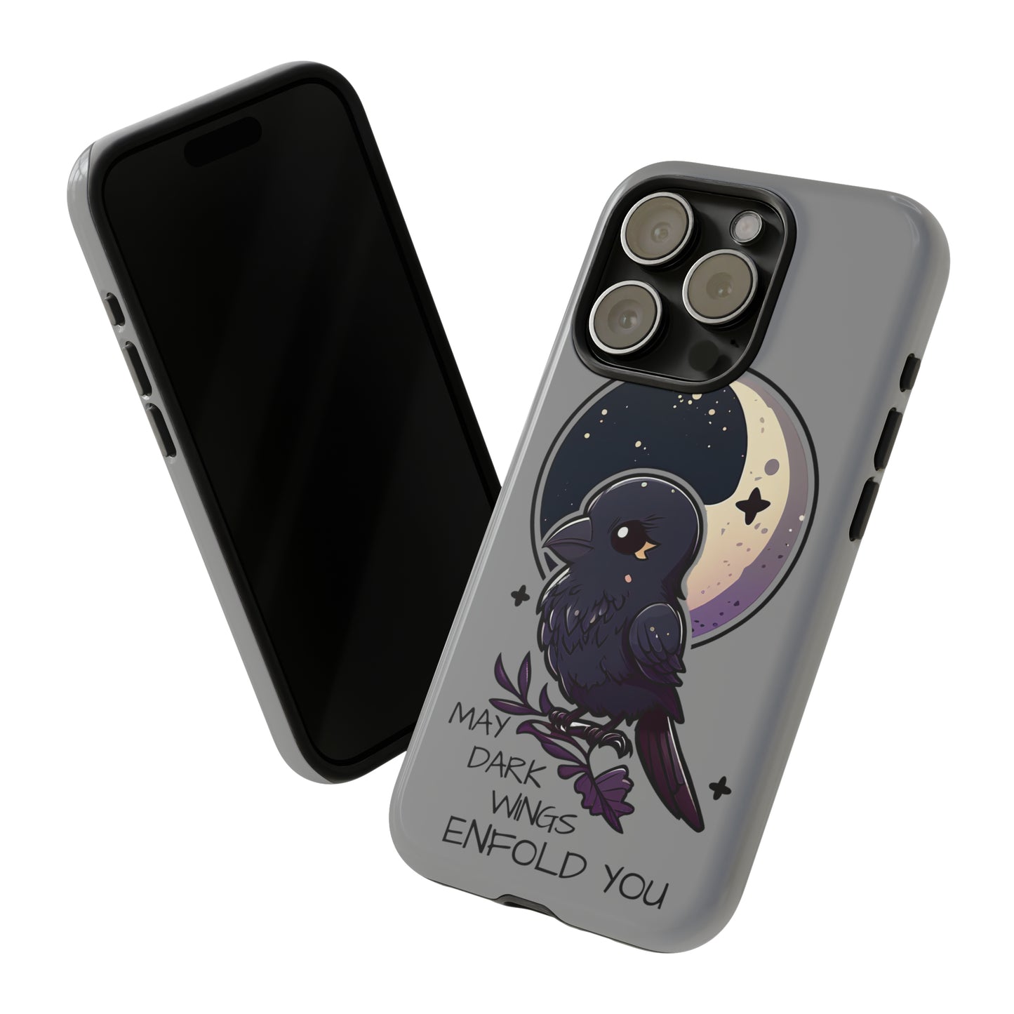 Raven Blessing Tough Phone Case Empath Protection Crowcore Witchcore Odin Edgar Allan Poe Cute Chibi Kawaii Goth Witchy Accessories Yamikawaii Cell Cover